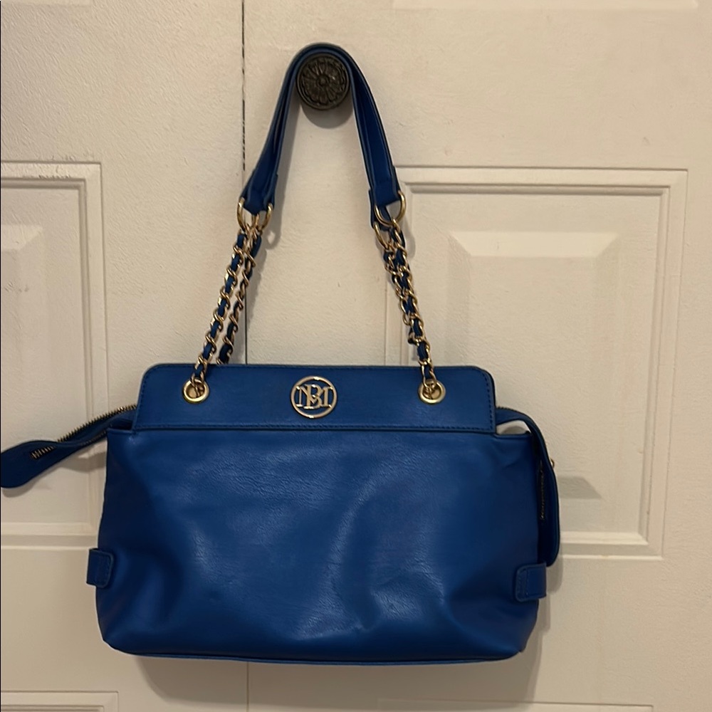 Blue T Monogram Chain Strap Bag